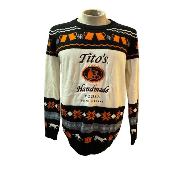 Tito’s Handmade Vodka Ugly Christmas Sweater Large Gently Used Holiday Promo - Picture 1 of 4